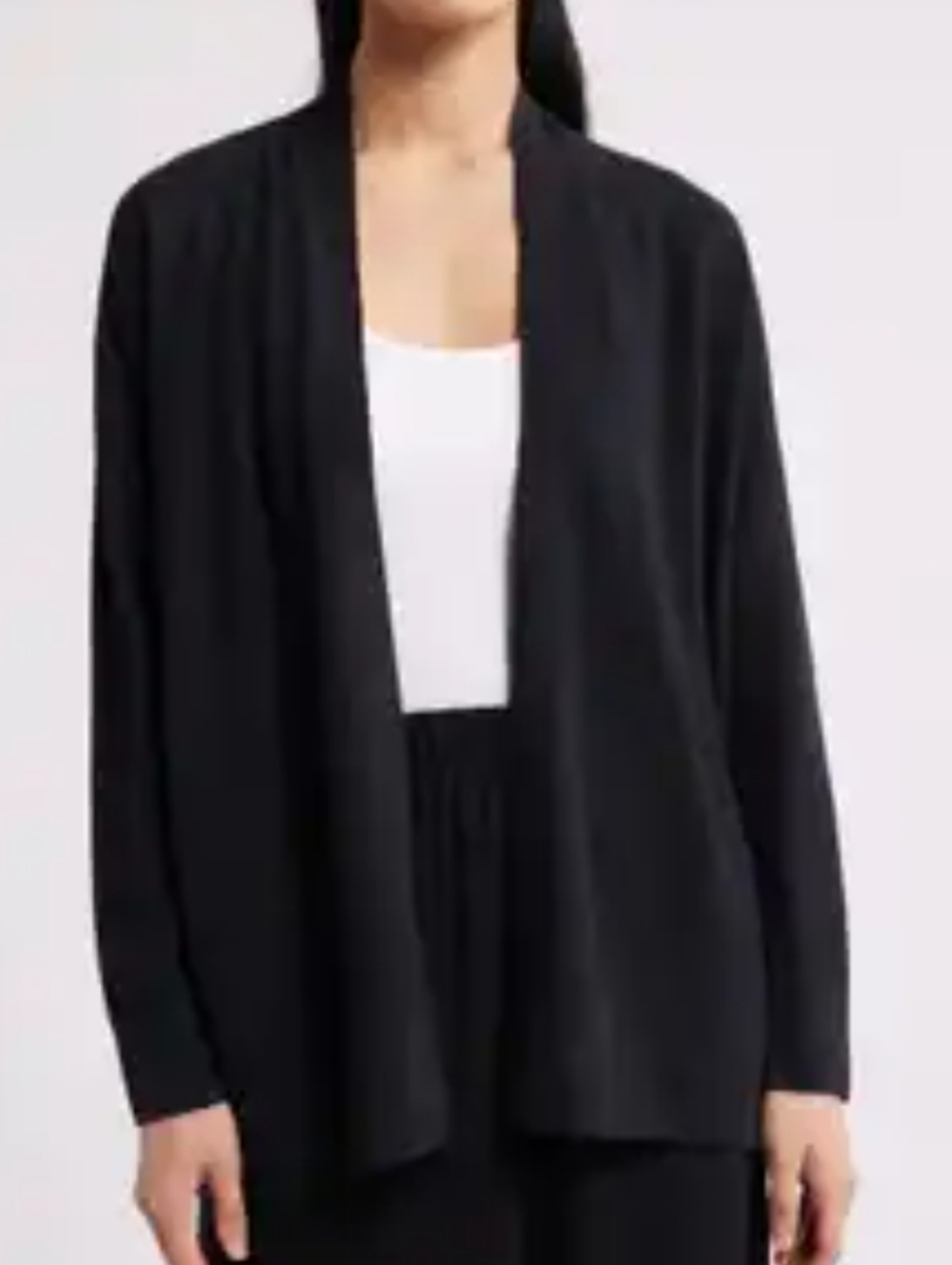 Theory Dioni Noble Open-Front Cardigan Black Wool Blend Size Small